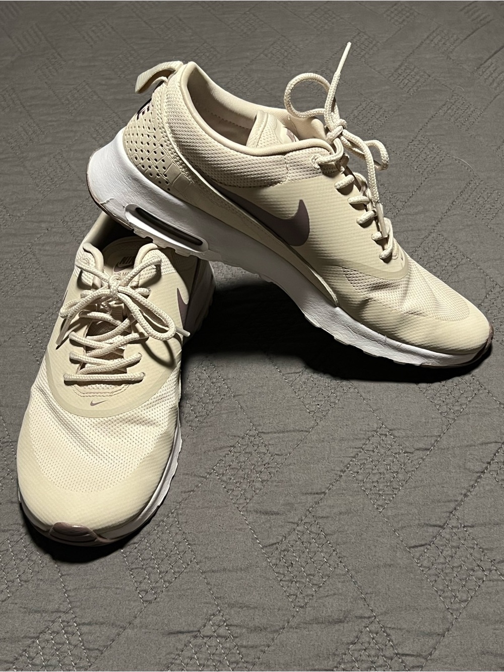 Nike Women’s Air Max Thea in Cream with Purple Swoosh